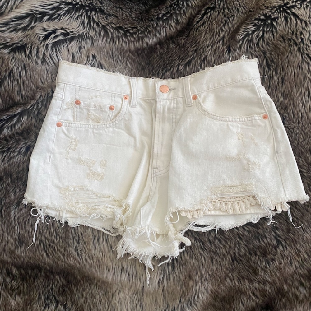 Free People We The Free White Denim Shorts